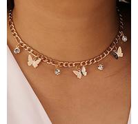 Collane con ciondolo a farfalla Wedity Collane con ciondolo in cristallo con strass di moda in oro con catena regolabile per donne e ragazze