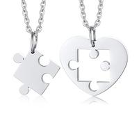 Collane con ciondolo a forma di cuore e puzzle, gioielli simbolici per la connessione e l'unità