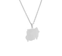 Collane Con Ciondolo Con Mappa Lucida Della Repubblica Del Sudan, Gioielli Con Ciondolo Etnico Country, Collana Con Catena A Clavicola, Catena Sottile, Girocollo Chic Patriottico, Bianco, Lungo: