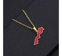 Collane con Ciondolo Mappa del Regno del Marocco,Mappa del Marocco con Collana di Amuleto con Motivo A Bandiera,Regalo di Anniversario per Feste in Stile Hip-Hop Unisex,Oro,Catena da 60 Cm