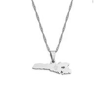 Collane con Ciondolo Mappa Dell'Isola Italiana di Lampedusa - Mappe del Paese Gioielli con Ciondolo Fascino Catena Clavicola Etnica per Donna Uomo Catena Maglione Patriottico Collane, Argent