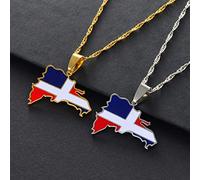 Collane Con Ciondolo Mappa,Mappa Della Repubblica Dominicana Collane Con Ciondolo Con Bandiera Multicolore Accessori Per Abiti Da Festa Stile Etnico,Collana Con Simboli Patriottici Collana Con Ma