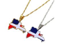 Collane Con Ciondolo Mappa,Mappa Dominicana Collane Con Ciondolo Bandiera Multicolore Accessori Per Abiti Da Festa Stile Etnico,Collana Con Simbolo Patriottico Collana Con Mappa Regalo Per Gioiel