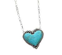 Collane con cuore d ' amore turchese per donne Collana con ciondoli dichiarazione per ragazze Gioielli per feste e vacanze Regalo Collane con ciondolo turchese per uomo in argento Pietra naturale
