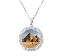 Collane con diamanti a piramide dell'antico Egitto da donna, collana con ciondolo rotondo con catena regolabile da 40 cm, chiusura a moschettone, regalo commemorativo personalizzato per amicizia