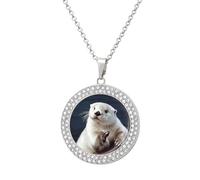 Collane con diamanti bianchi da donna con ciondolo rotondo con catena regolabile da 40 cm, chiusura a moschettone, regalo commemorativo personalizzato per amicizia coppia da indossare tutti i giorni