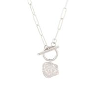 Collane con ginocchiera Totem Sole con geometria in argento sterling 925 da donna e uomo, collana con ginocchiera a catena spessa con cuore d'amore - Ciondolo classico con ginocchiera, chiusura