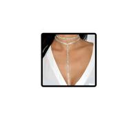 Collane con girocollo in cristallo lungo vintage Prosy Collana con ciondolo in argento Gioielli con catena regolabile per donne e ragazze
