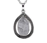 Collane Con Gocce D'Acqua Per Donne E Uomini | Ciondolo Ovale Con Cristalli Naturali E Catena In Argento Ciondolo Con Perline Di Pietre Preziose Gioielli Per Meditazione Yoga E Equilibrio Regali In