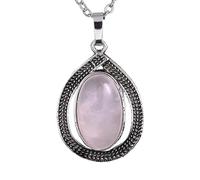 Collane Con Gocce D'Acqua Per Donne E Uomini | Ciondolo Ovale Con Cristalli Naturali E Catena In Argento Ciondolo Con Perline Di Pietre Preziose Gioielli Per Meditazione Yoga Equilibrio Regali Quarz