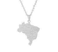 Collane con Mappa del Mondo - Collana con Ciondolo Città alla Moda con Bandiera del Brasile, Gioielli con Ciondolo Girocollo per Donne Uomini Adolescenti Regali di Compleanno AC