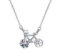 Collane con strass a forma di bicicletta per le donne Collana con ciondolo in bicicletta con mamma in argento Collana con strass completi materni Gioielli di tendenza per donne e (Silver, One Size)