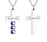 Collane con urna a forma di croce per ceneri con pietra portafortuna per cremazione, ciondolo commemorativo per ceneri per donne e uomini, urna commemorativa, Unisex, Acciaio inossidabile, Nessuna
