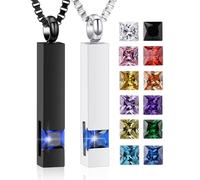 Collane con urna per ceneri con pietra portafortuna a forma di cubo urne per ceneri umane in cristallo commemorativo per cremazione gioielli urna medaglione ricordo portacenere, Acciaio inossidabile