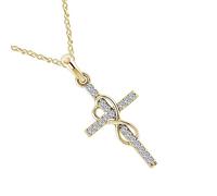 Collane cristiane da donna croce gioielli alla moda Gesù crocifisso ciondolo catene per il collo fortuna, numero 8 brillante zirconia cubica intarsiata catena clavicola gioielli durevole e bello,