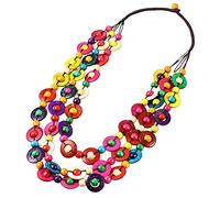 Collane da donna alla moda bohémien in legno di cocco collana con perline per donne ragazze gioielli fatti a mano collana lunga con perline per la festa della mamma regali vintage, rosa, Taglia unica