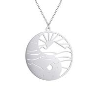 Collane da donna, ciondolo rotondo Yin e Yang per donne gioielli delicati Sun Mountain Wave collana