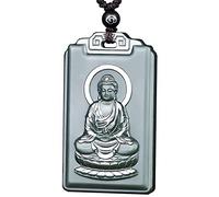 Collane da donna Collane da uomo Classic Fashion Pure Natural Gem Jade 12 Zodiac Amitabha Buddha Avalokitesvara Kwan-Yin Guan Yin Buddha Collana con ciondolo uomo o donna (Vairocana (Wisdom))