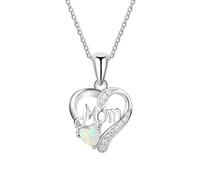 Collane da Donna Mom Letter Pendenti a Forma di Cuore Opal Choker Gioielli Regalo, Argento Elegante e popolareDurability