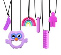 Collane da masticare per bambini sensoriali, 6 pezzi, viola, collana da masticare sensoriale, giocattoli per autismo ADHD, bambini, ragazze, ragazzi, adulti, in silicone