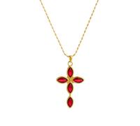 Collane da Uomo Amicizia Collana Vintage Bianco Rosso zircone Croce Ciondolo Palazzo Stile Collana Dorato Dichiarazione Gioielli Regalo Acier