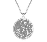 Collane da Uomo Collana Gotica Drago Rosso E Fenice Equilibrio Colorato Unisex Ciondolo Antico Accessorio Cinese Il Regalo