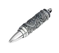 Collane d'argento vintage tailandese argento antico proiettile gioiello drago incisione punk uomini commemorativi a sospensione a cenere di urna a cenere ciondolo (dimensione: catena da 61 cm)