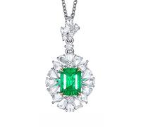 Collane dell'amicizia per Donne, quadrate con Smeraldo Creato da Un Ragazzo da 1,3 ct, Oro 18 carati/Argento Sterling 925, Collana con Pendente 50 cm per Ragazze, Regalo per la Festa della