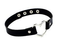 Collane Di Bicchierino Catena a catena in pelle con collo d'amore, gioielli femminili, collo, clavicola, punk, cuore, collane e pendenti Collana Del Cappio Capezzolo Falso (Black, One Size)