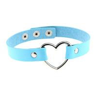 Collane Di Bicchierino Catena a catena in pelle con collo d'amore, gioielli femminili, collo, clavicola, punk, cuore, collane e pendenti Collana Del Cappio Capezzolo Falso (Sky Blue, One Size)