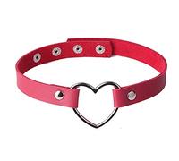 Collane Di Bicchierino Catena a catena in pelle con collo d'amore, gioielli femminili, collo, clavicola, punk, cuore, collane e pendenti Collana Del Cappio Capezzolo Falso (Red, One Size)