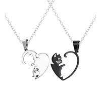 Collane di gatto assortite affascinanti gioielli charm amicizia assortiti | Collana con ciondolo a forma di cuore e gatto, per coppie, fidanzato, fidanzata, uomini, compleanno, vacanze, feste
