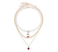 Collane di Moda con Ciondolo a Cuore Bling Collana Girocollo con Catena di Perle Bianche Imitazione per Gioielli Hiphop per Ragazze N0293 Attractive Design