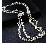 Collane Di Moda Lunga A Due Strati Con Perle Numero 5 Collana A Fiore NUOVA