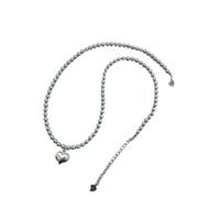 Collane di perle in argento 925 for donna, colore grigio/bianco, con ciondolo a forma di cuore e catena di perline(Grey pearl)