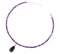 Collane Di Perline In Pietra Naturale Per Donne E Uomini, Ciondolo Con Pietra Preziosa A Goccia, Collana Girocollo Fatta A Mano Con Filo Di Cristallo Curativo, Gioielli Bohémien, Regalo In Ametista
