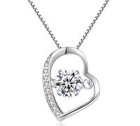 Collane di Stile per Donne, Elegante Temperamento a Forma di Cuore in Argento Collana in Oro Rosa/Argento, Gioielli a Sospensione Zirconia
