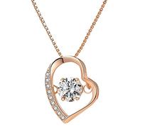 Collane di Stile per Donne, Elegante Temperamento a Forma di Cuore in Argento Collana in Oro Rosa/Argento, Gioielli a Sospensione Zirconia