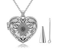 Collane di urna a Forma di Cuore a Forma di Girasole per Cenere - per Sempre nel Mio Cuore urna urna Collana Ceneri del ricordo dei marcatori memoriali di Crema