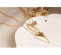 Collane e ciondoli con collana a catena da donna con due strati d'oro alla moda Collana in Oro Non Debole (As shown, One Size)