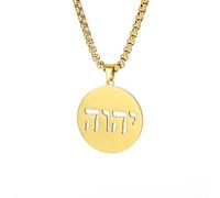Collane ebraiche Ebraismo Religione Faithchai Collana Geova Ciondoli Bibbia ebraica Dio Nomi Gioielli Hanukkah Israele Amuleti Regali Cristianesimo Donne Uomini (Collana yhwh oro)