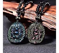 collane feng shui amulet fox wu lou collana naturale ossidiano nero arcobaleno chakra bilanciante collana a ciondolo guarigione cristallo di cristallo schiggio maligni prosperità talisman (colore: