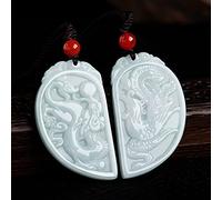 Collane feng shui ricchezza giada collana a ciondolo a ciondolo naturale jadeite drago e phoenix collana a pendente coglione amuleto in pietra che attira il talismano di ricchezza per prosperità