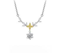 Collane In Argento per Donna Collana In Argento Sterling S925 con Zirconi Cubici E Ciondolo A Forma Di Fiore Di Topazio Splendente per Donna Gioielli per Matrimoni E Spose Regali Di Agosto Dolce Osm