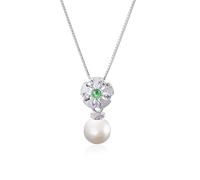 Collane in argento Sterling, collana con ciondolo a forma geometrica di perle in argento verde, collana da donna alla moda, 20,4 x 10,2 mm