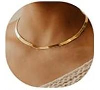 Collane in oro 14 carati per donne, sottile collana a catenina "pesce" delicata in oro per donne, collane multistrato in catena spessa e a serpente, gioielli adatti come regalo per adolescenti Taglia