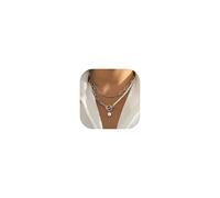 Collane in oro a strati per le donne Collane di perle alla moda impilabili Boho impilabile stratificazione di perle perline fermacarte catena girocollo set gioielli regali roba, Metallo, Nessuna