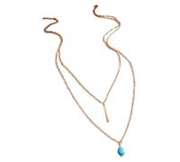 Collane in Pietra Multistrato Vintage per Donna Collana con Ciondolo a Forma di Goccia d'Acqua con Cuori e Stelle Fashion Processing