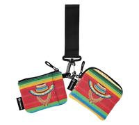 Collane in stile messicano Cinco De Mayo messicano Serape Poncho da donna porta carte porta carte porta tessere sottile staccabile custodia per biglietti da visita organizer per denaro con portachiavi