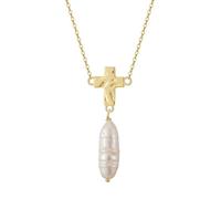 Collane incrociate per le donne Collane di perle per le donne 14K Cross Pendant Necklace per le donne Gioielli di moda per la festa delle madri